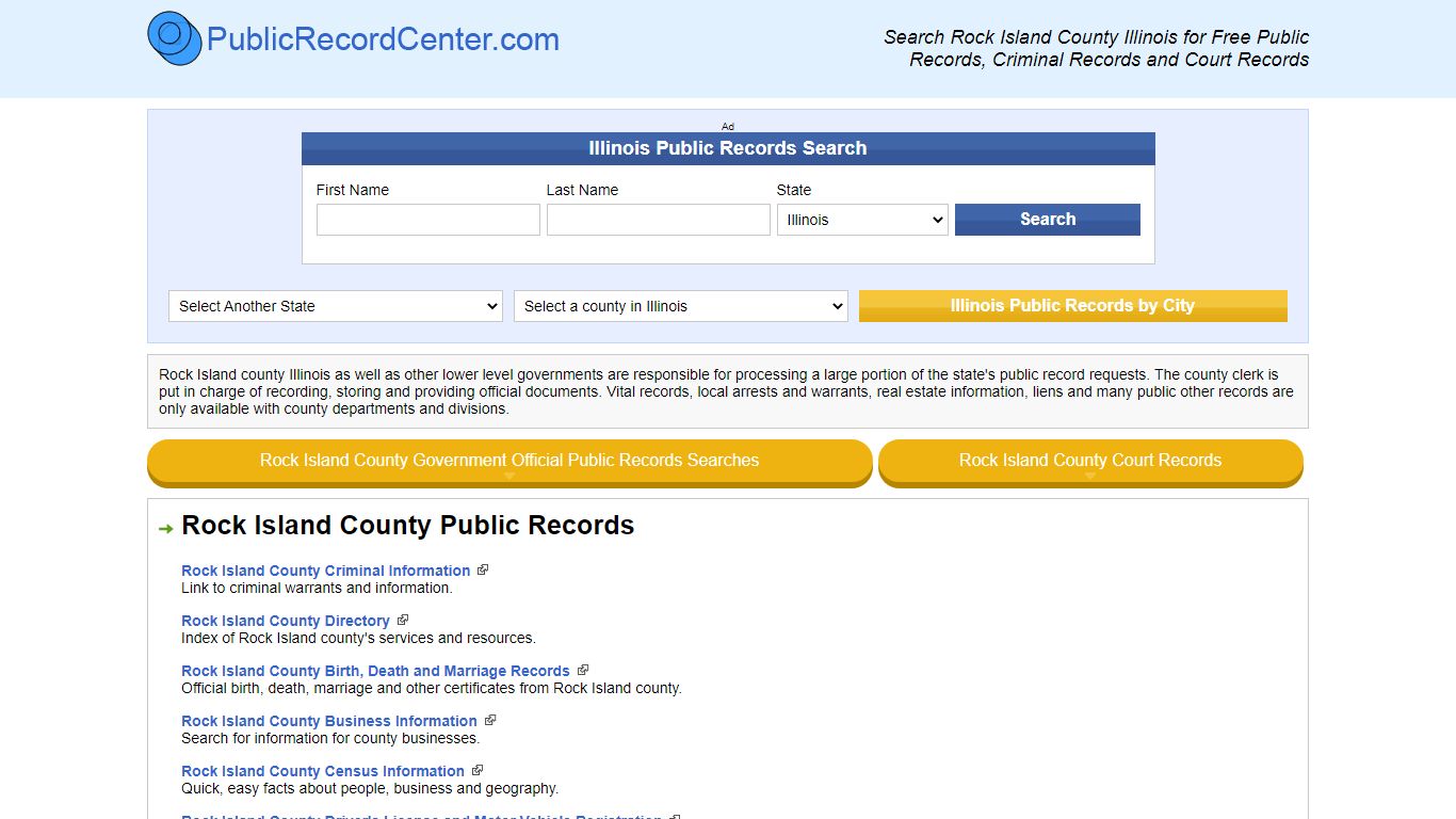 Rock Island County Illinois Free Public Records - Court Records ...